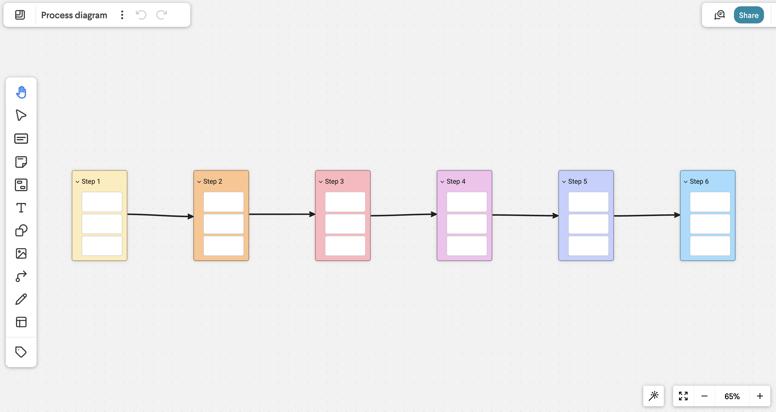 process diagram in frameable whiteboard for microsoft teams